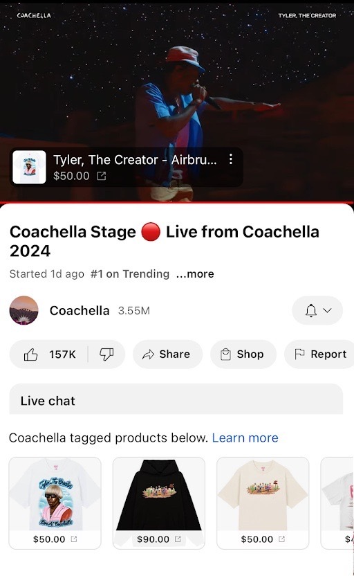 YouTube livestream shopping image